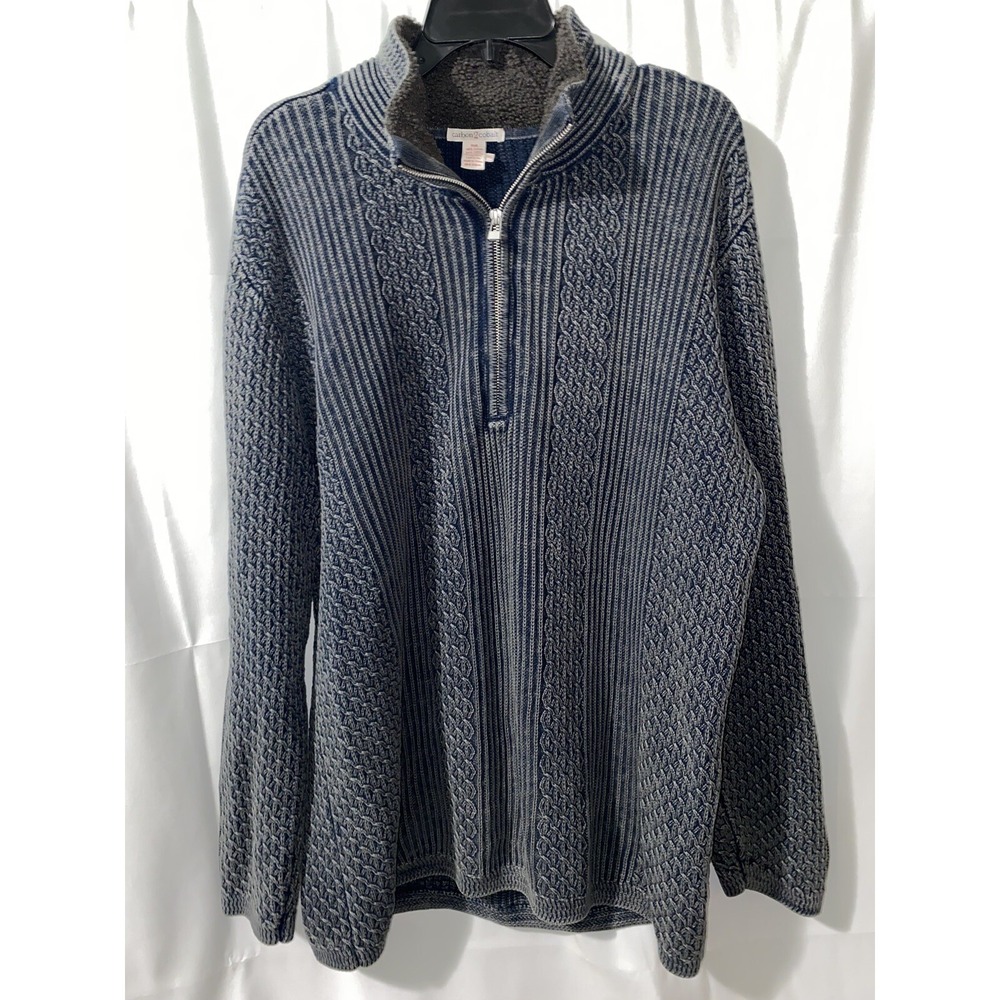 Carbon 2 Cobalt 1/4 Zip Textured Sweater Mens XL‎ Long Sleeve Mock Neck